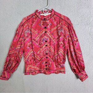 ANNE CRIMMINS FOR UMI COLLECTIONS WOMENS 2PC SILK BLOUSE AND SKIRT RED SIZE 12